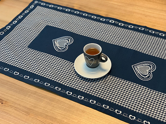 Bestickten Tischdecken LANDHAUS blau