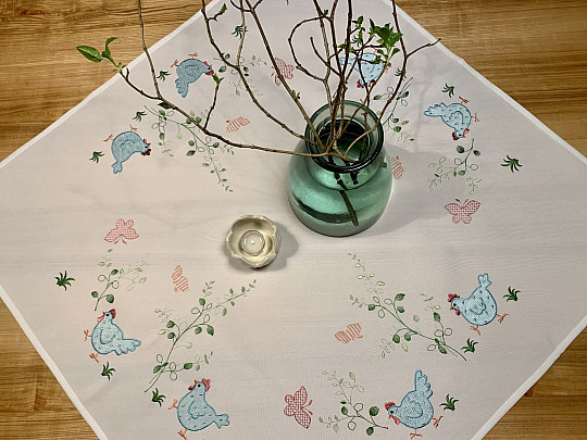 Bestickte Tischdecken und Tücher HEN blau