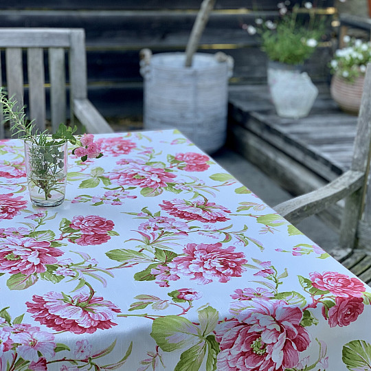 LAURA Tischdecke – große rosa Blumen