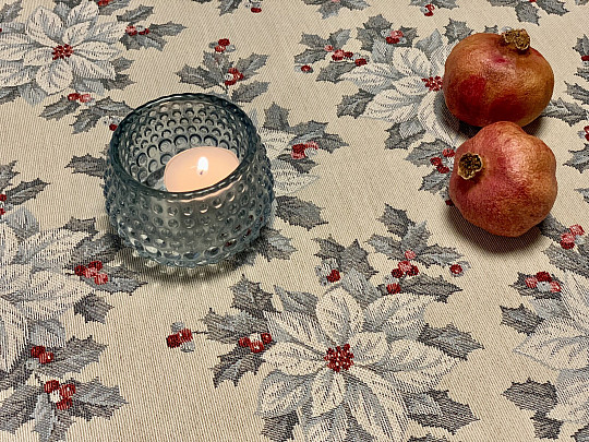 Gobelin-Tischdecke, Schal WEIHNACHTSSTERN SILBER