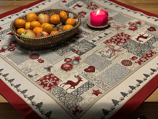 Gobelin-Tischdecke, Schal FROHE WEIHNACHTEN