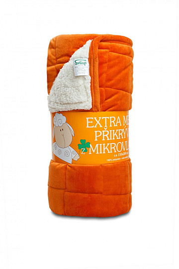 Wohndecke aus Microfaser EXTRA weich SCHAF orange, abgesteppt