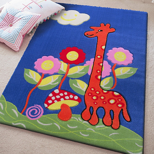 Kinderteppich KIDS GIRAFFE blau