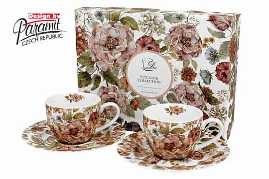 Pastellblumen weißer Espresso šapo 90 ml Set 2 ks