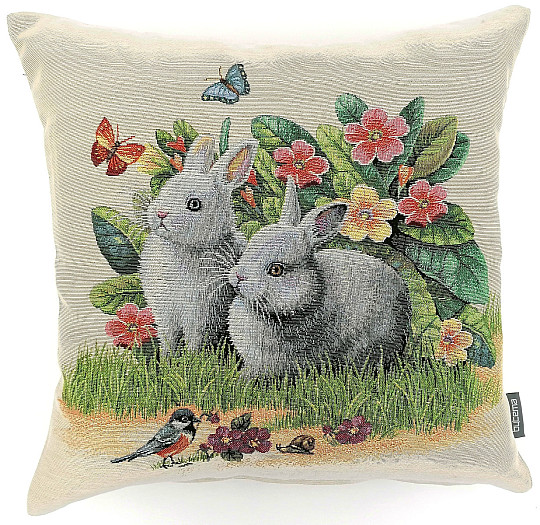 Gobelin-Kissenbezug RUNNIES IN THE GRASS