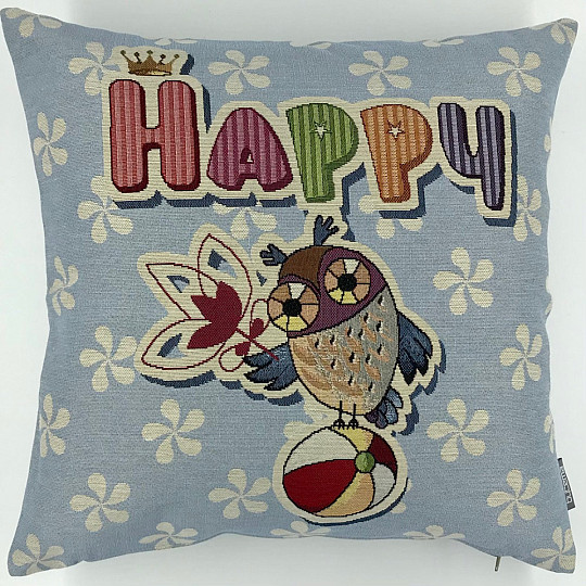 Gobelin-Kissenbezug HAPPY