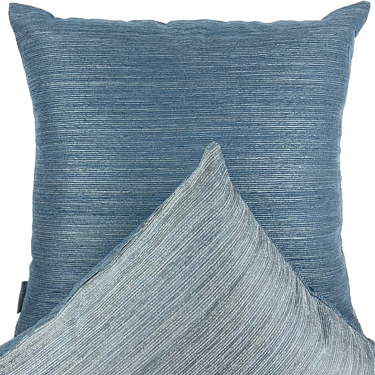 Chenille-Kissenbezug ELIA blau-grau