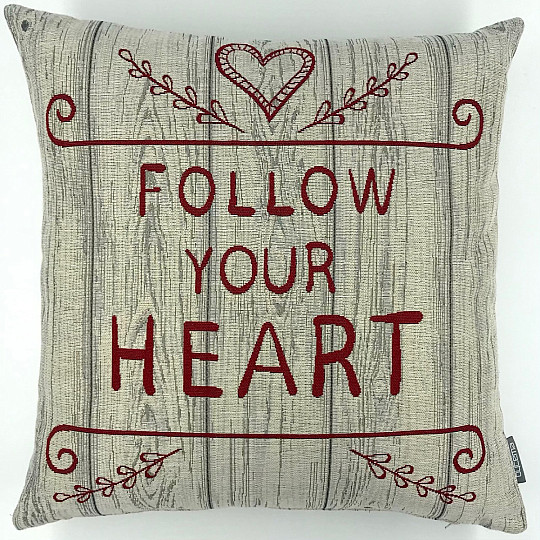 FOLLOW YOUR HEART Gobelin-Kissenbezug