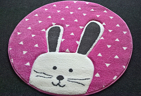 Runder Teppich für Kinder PASTEL Rosa Hase