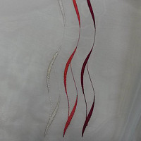 Voile-Vorhang mit roter Stickerei Gerster 195/0043