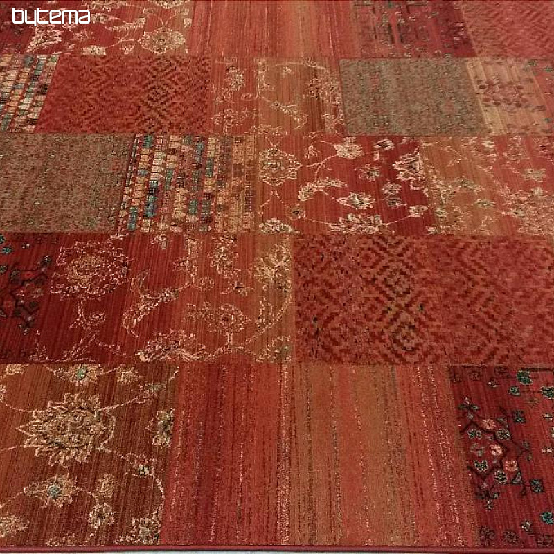 Luxus-Wollteppich ROYAL PATCHWORK red