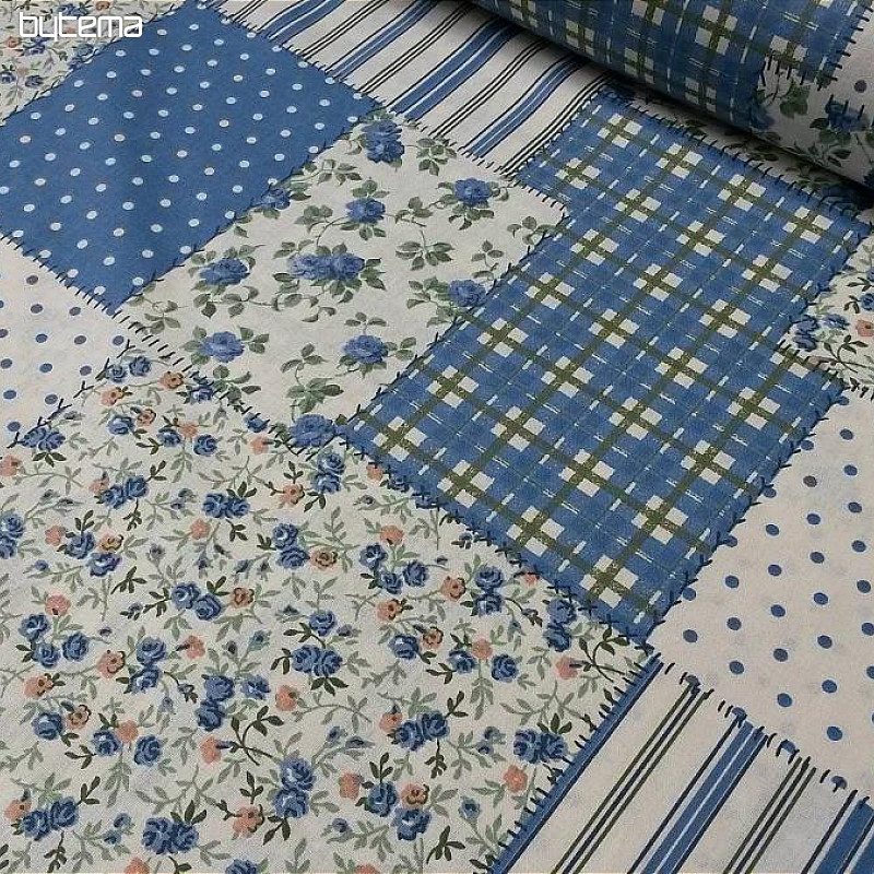 Baumwollstoff PATCHWORK blau