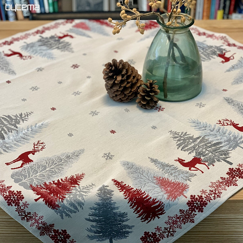 Tischdecken und Schals mit Weihnachtsteppich BÄUME MIT DEER