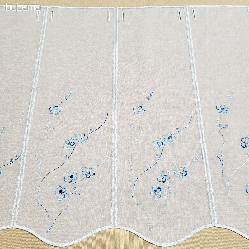 Buntglasvorhang BLAUE STICKEREI