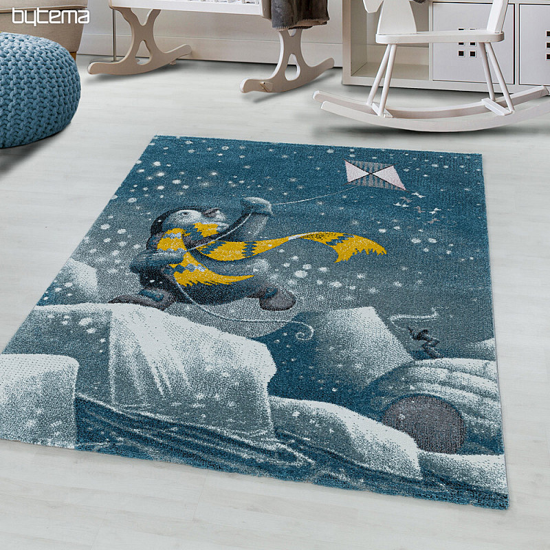 Luxuriöser Kinderteppich LUSTIGER BLAUER PINGUIN