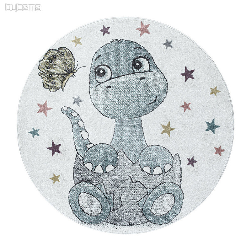Runder Kinderteppich FUNNY Dinosaurier blau