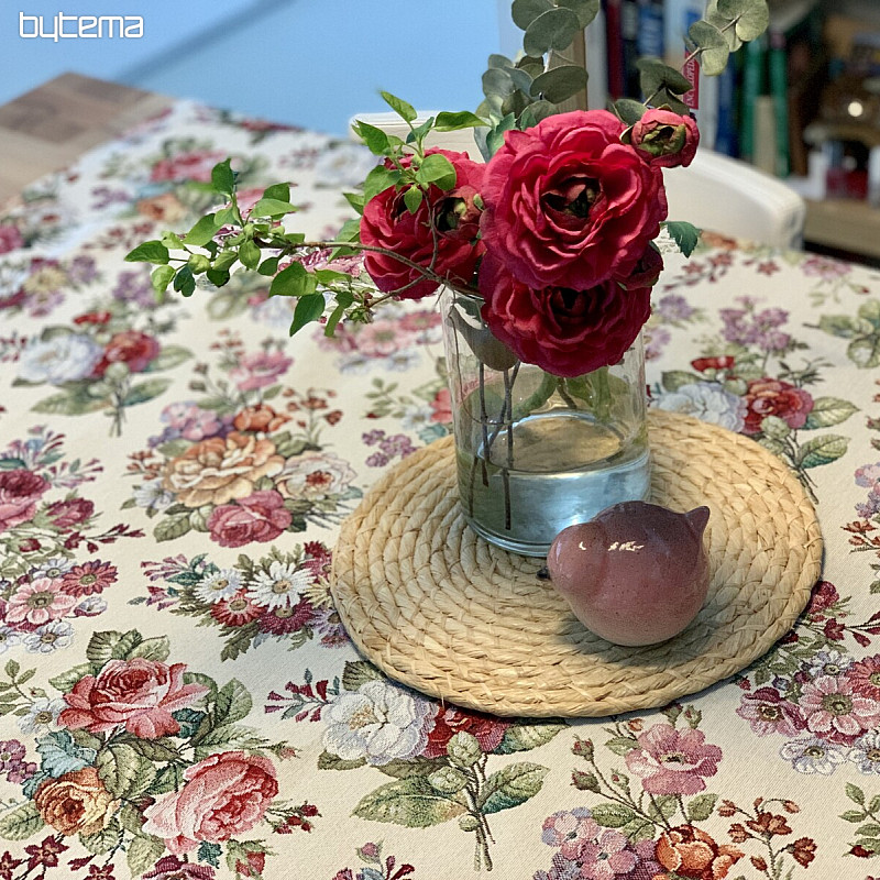 Gobelin-Tischdecke, Schal Blumenstrauß