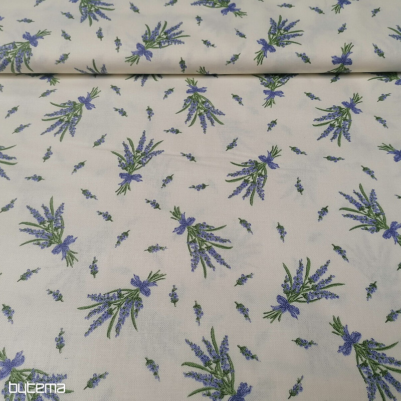 Dekostoff Lavendelsträußchen - creme