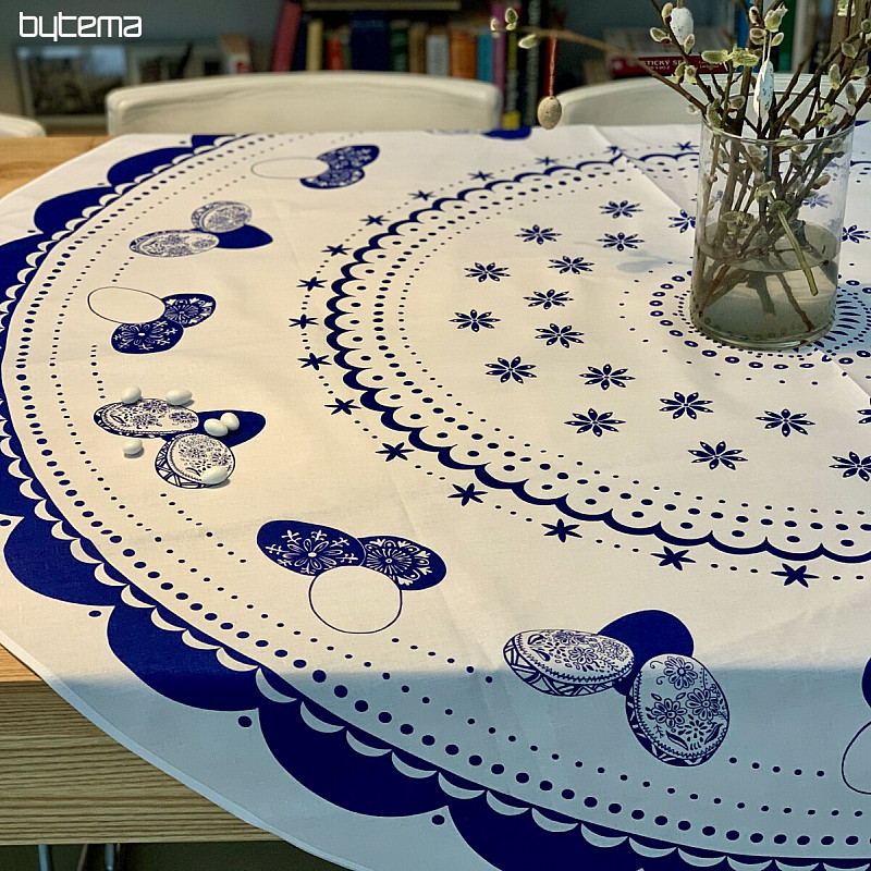 Runde Tischdecke OSTEREIER blau