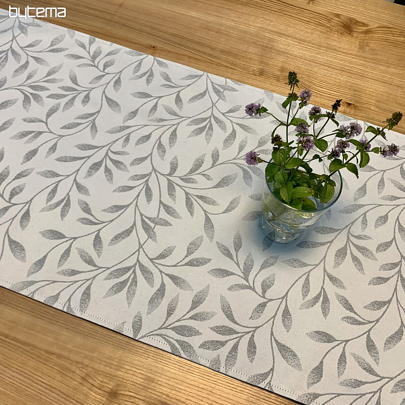 Tischdecke und Schal NIGHT LEAFS hellgrau