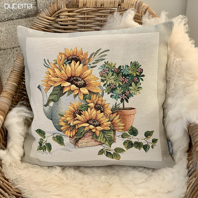 Gobelin-Kissenbezug SONNENBLUMEN IM RAHMEN