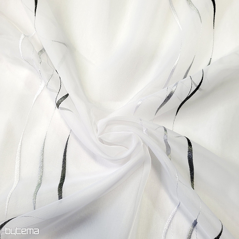Voile-Gardine Gerster mit der grauen Stickerei 195/0810