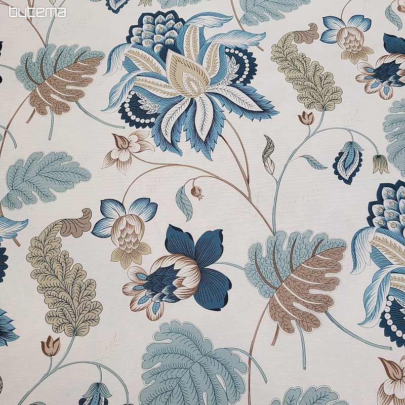 Dekorationsstoff MONTANA 48 BLAU GROSSE BLUMEN