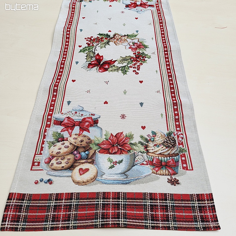 Gobelin-Tischdecke und Schal Weihnachtsplätzchen