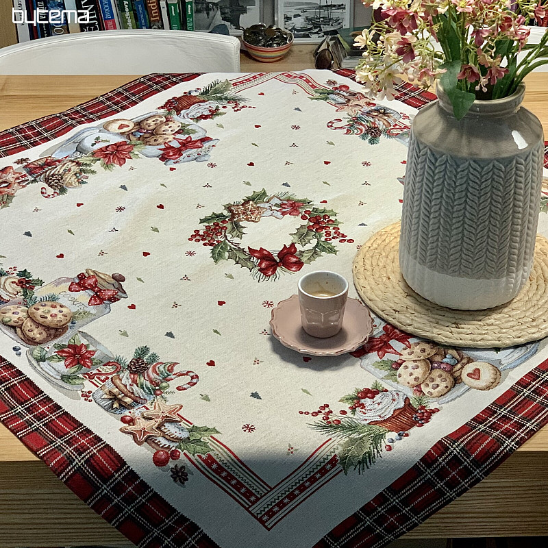 Gobelin-Tischdecke und Schal Weihnachtsplätzchen