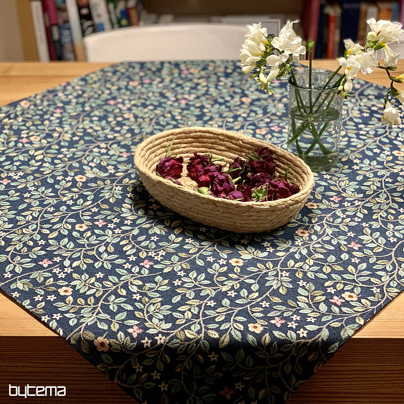 Gobelin-Tischdecke und Schal TREE OF HAPPINESS allover BLAU