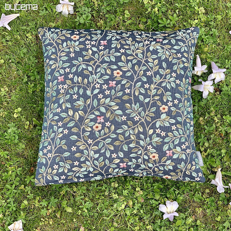 Gobelin-Kissenbezug TREE OF HAPPINESS allover BLAU