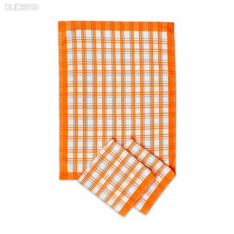Handtücher Traditionell kariert ORANGE 3 Stk