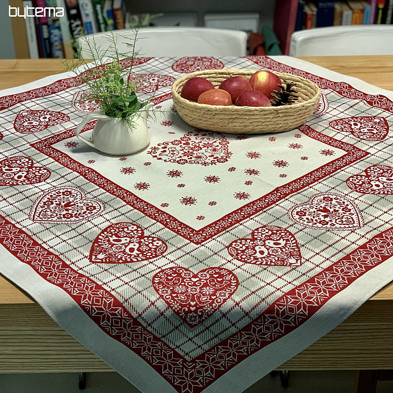 Gobelin-Tischdecke und Schal HERZ IN KARA