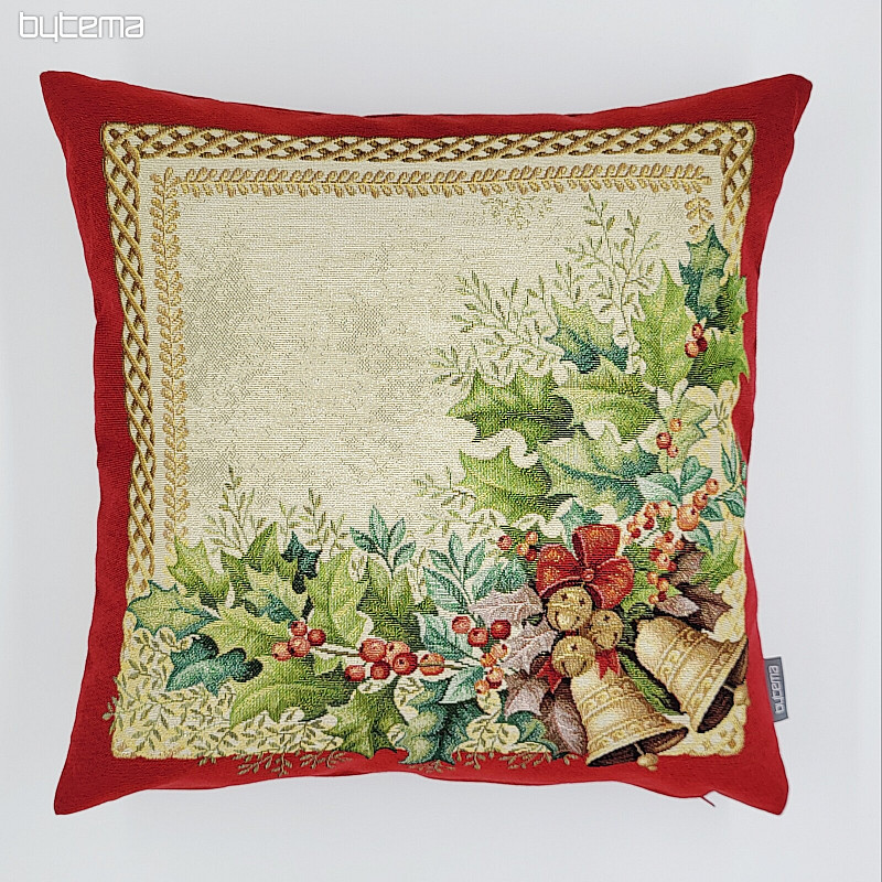 Weihnachts-Gobelinbezug GOLDENE GLOCKEN mit rotem Rand