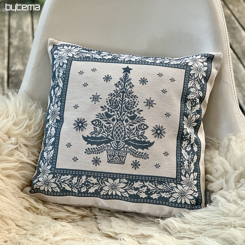 Weihnachts-Gobelinbezug FOLK CHRISTMAS 3 blau