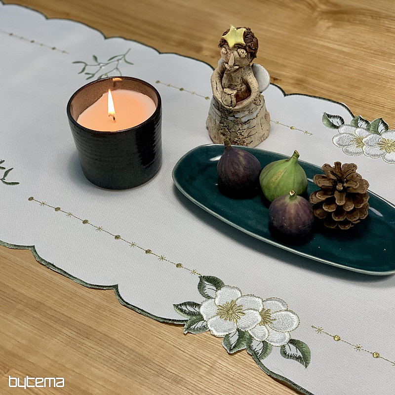 Bestickte Tischdecke WEISSE KERZEN