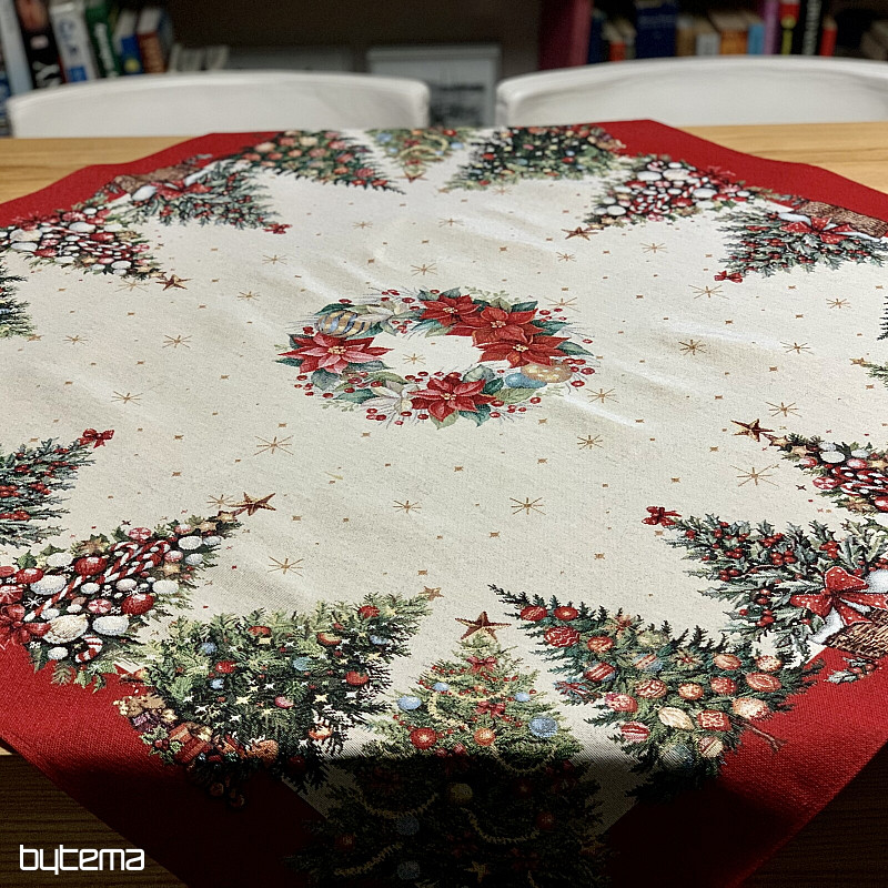Gobelin-Tischdecke und Schal WEIHNACHTSBÄUME