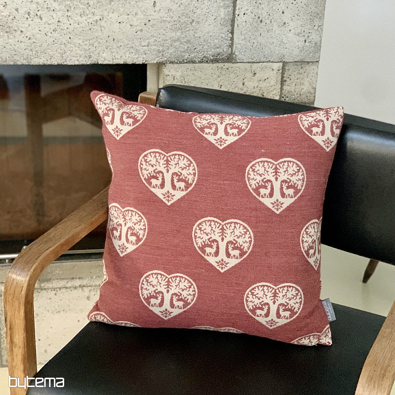 Luxuriöser dekorativer Bezug HERZ MIT HIRSCH rot A