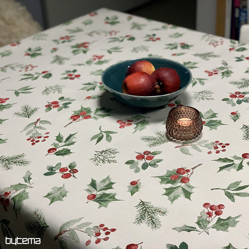 Weihnachtstischdecke und Schal in Stechpalmengrün