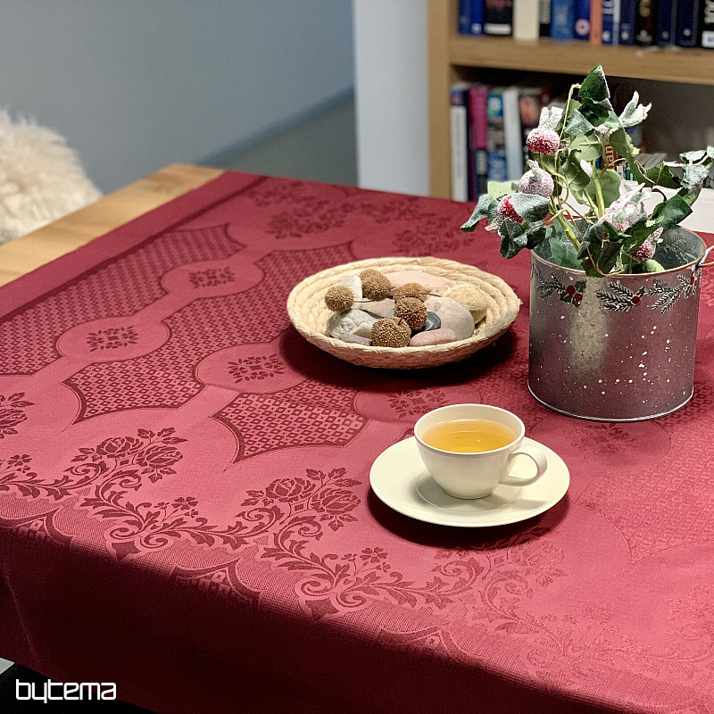 Tischdecke DAMASK bordeauxrot 120x140