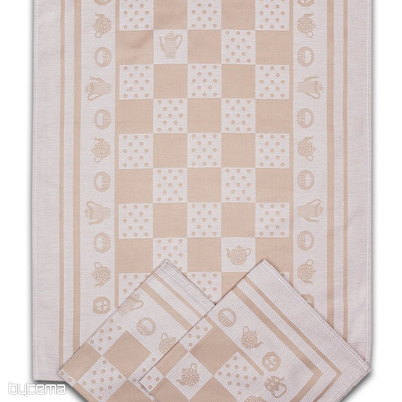 Geschirrtücher mit braunen und gepunkteten Mustern in Beige