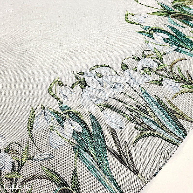 Runde Tischdecke aus Wandteppich mit Schneeflockenmotiv