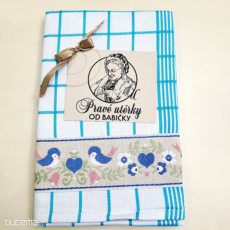 Handtücher von OMA TÜRKIS MIT VÖGELN