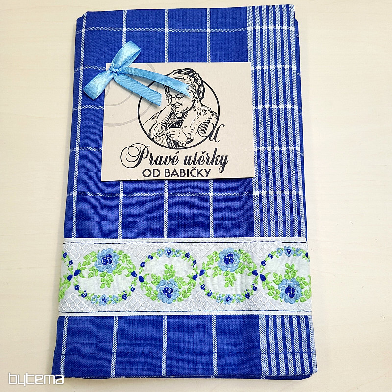 OMAS BLAUES HANDTUCH MIT BLUMEN