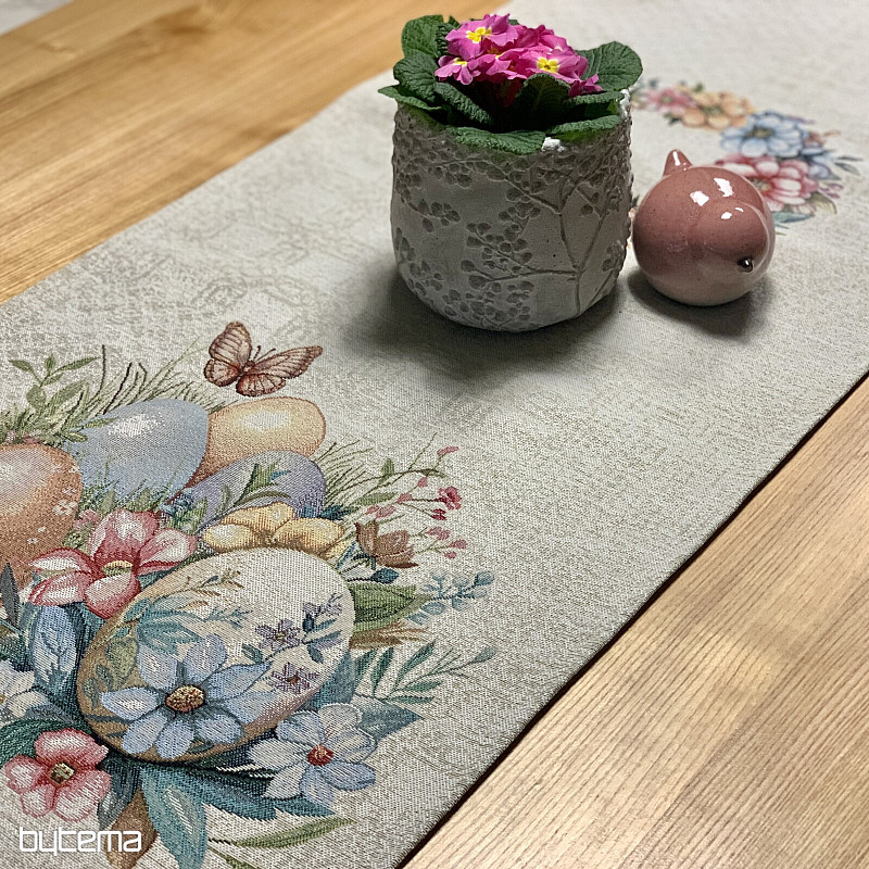 Ostertischdecke und Schal EIER IM GRAS