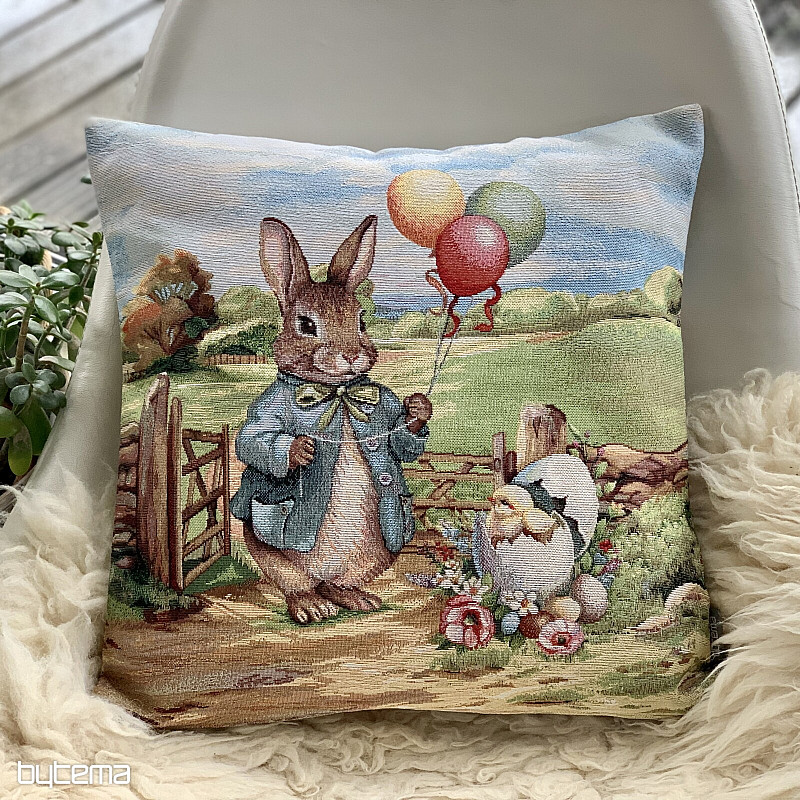 Gobelin-Kissenbezug HASE MIT BALLONS