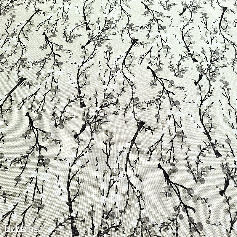 Dekorativer Stoff BAUMBLASEN GRAU