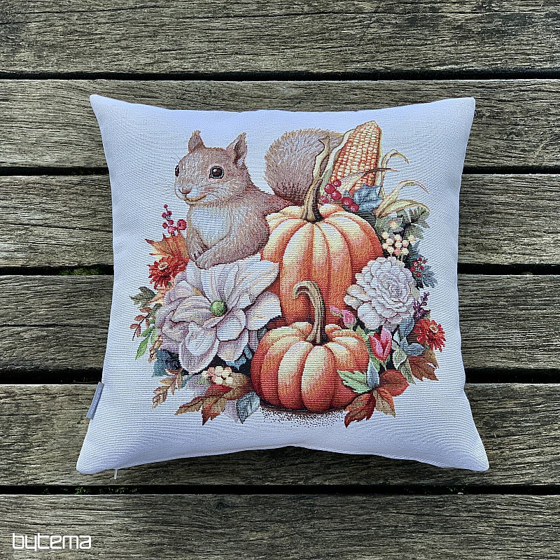 Wandteppich-Kissenbezug KÜRBIS UND EICHHÖRNCHEN