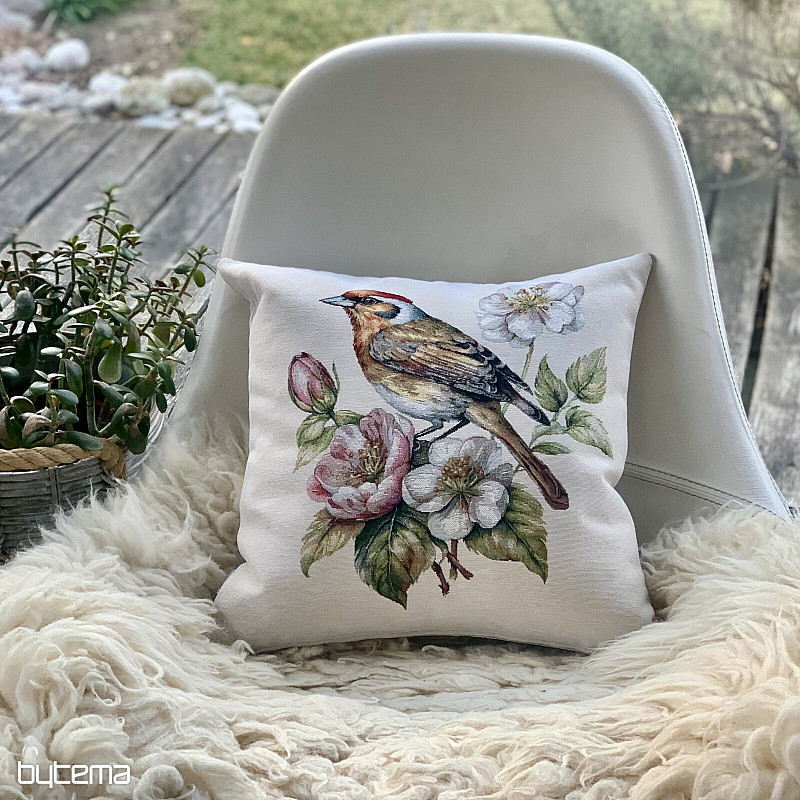 Wandteppich-Kissenbezug DISTELFINK AUF DEM APFELBAUM