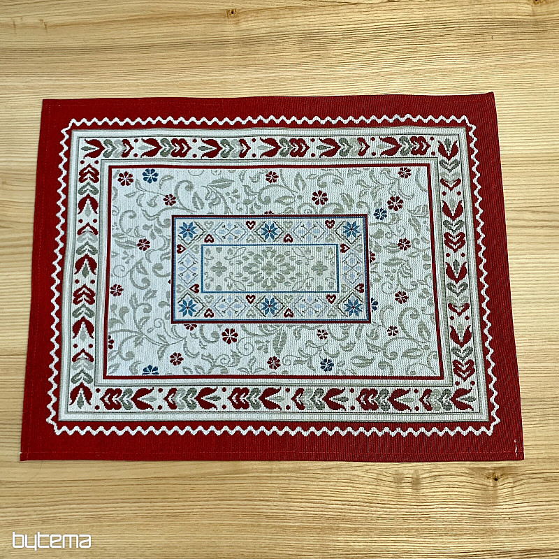 Platzset aus Wandteppich mit Blumenmotiv im Rahmen